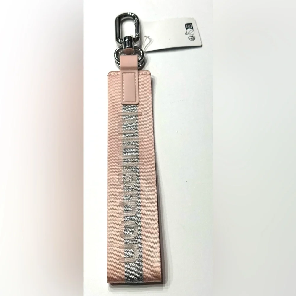 Lululemon Never Lost Keychain Wordmark PIMI SLVR Pink Mist Silver, NEW